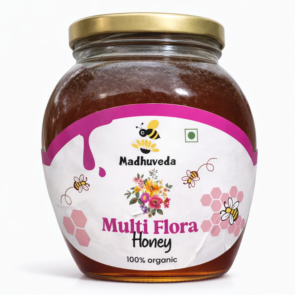 madhuveda multiflora honey front side img